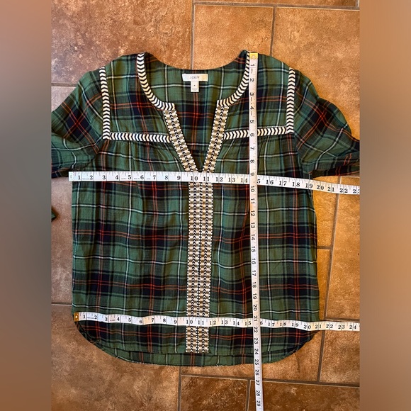 J. Crew embroidered plaid peasant top - Picture 10 of 12